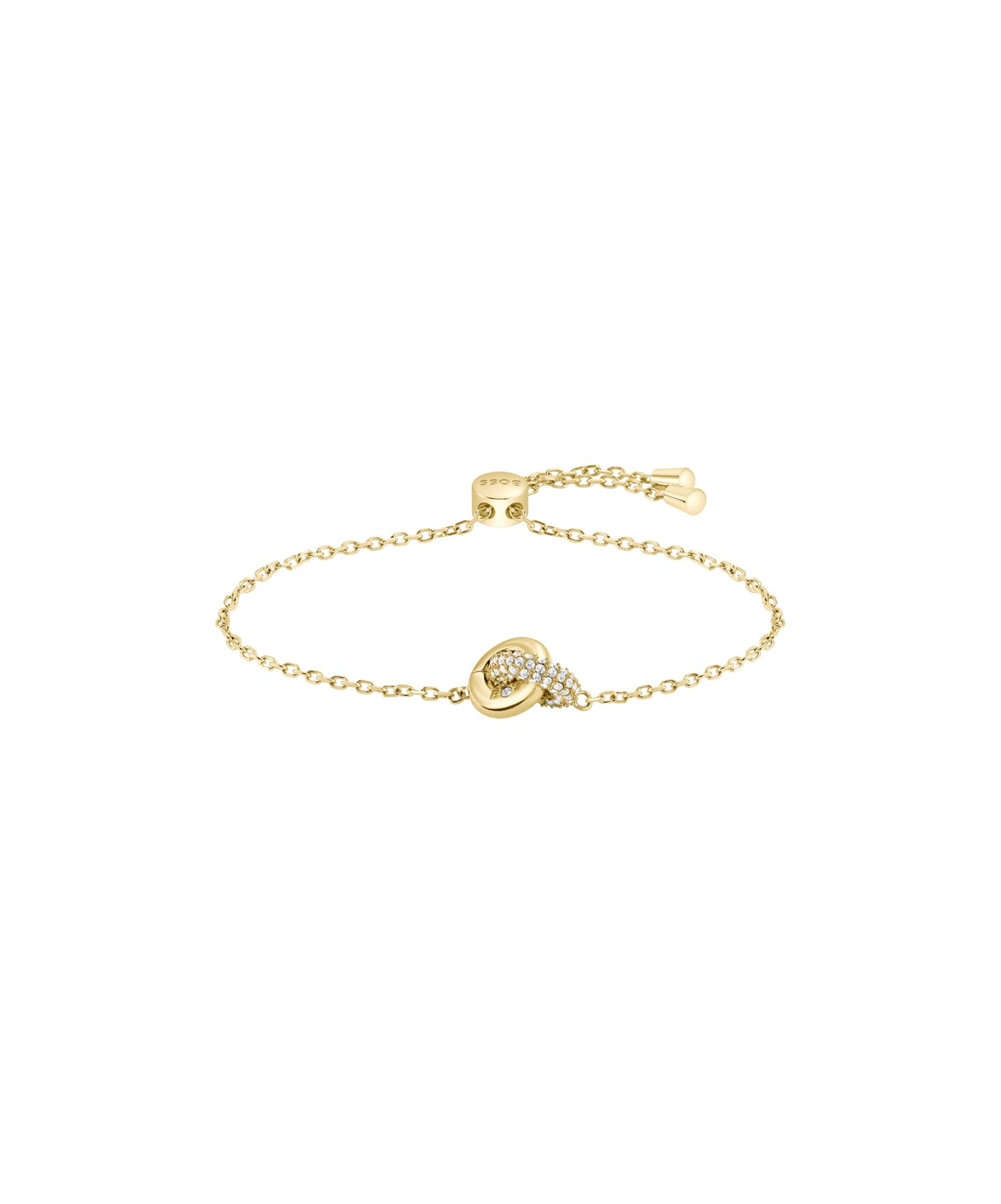 BOSS Jewelry Pulsera para Mujer Colección LIVE PRECIOUS en Oro Amarillo Claro con Anillos Entrecruzados y Cristales - 1580757