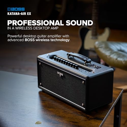 BOSS Katana-Air EX | Potente amplificador de sobremesa inalámbrico para guitarra, bajo, guitarra electroacústica y bajo electroacústico | Sonido estéreo con dos altavoces de cinco pulgadas