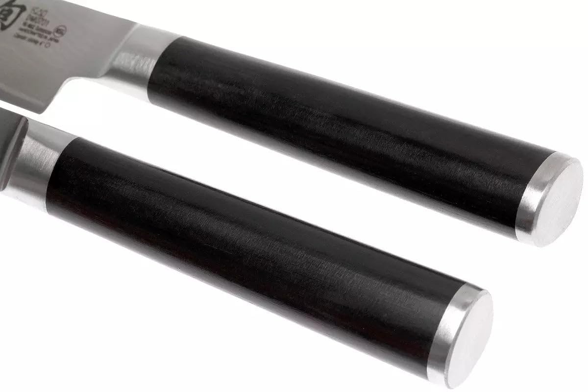 KAI Shun Classic Juego de cuchillos de chef japonés 2 piezas - Cuchillo multiusos con hoja de 15 cm + Cuchillo de oficina con hoja de 9 cm - Cuchillo de Damasco de 32 capas con núcleo VG MAX - 61 HRC