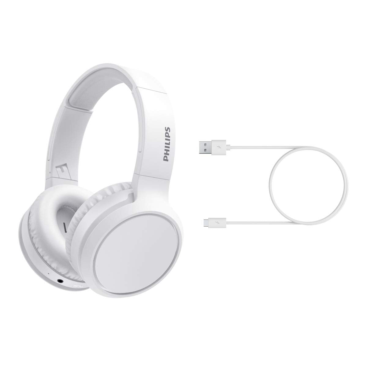 PHILIPS Auriculares Inalámbricos de Diadema con Micrófono/Bluetooth, Aislamiento de Sonido, 29h de Reproducción, Carga Rápida/Cascos Inalámbricos H5205WT/00, Blanco (White)