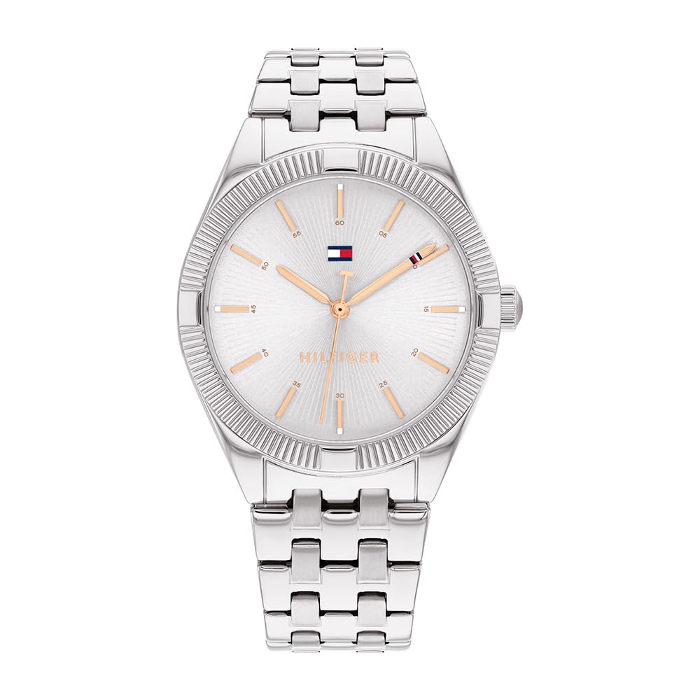 Tommy Hilfiger Reloj Analógico de Cuarzo para Mujer con Correa de Acero Inoxidable Plateada - 1782548