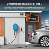 Avilia Cables de Carga para Coche eléctrico y vehículos de Tipo 2, trifásicos – Columna Impermeable para Carga rápida, Compatible con Todos los vehículos eléctricos de 11 kW, 6 Metros