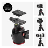 Manfrotto 055XPRO AS, Trípode para Cámara, Fibra de Carbono 4 Secciones, Kit con Rótula XPRO, Columna 90 Grados, Carga 15kg, Arca-Swiss, para DSLR/Sin Espejo, Trípode Fotográfico Profesional