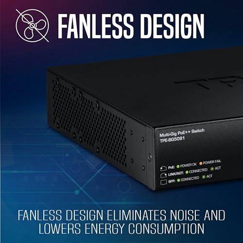 TRENDnet, TPE-BG5091, conmutador PoE++ de 9 Puertos GAN de 2,5 G con Puerto SFP+ de 10 G (480 W), 8 Puertos PoE++ de 2,5 G, 1 Puerto SFP+ de 10 G, 480 W, 60 Gbps