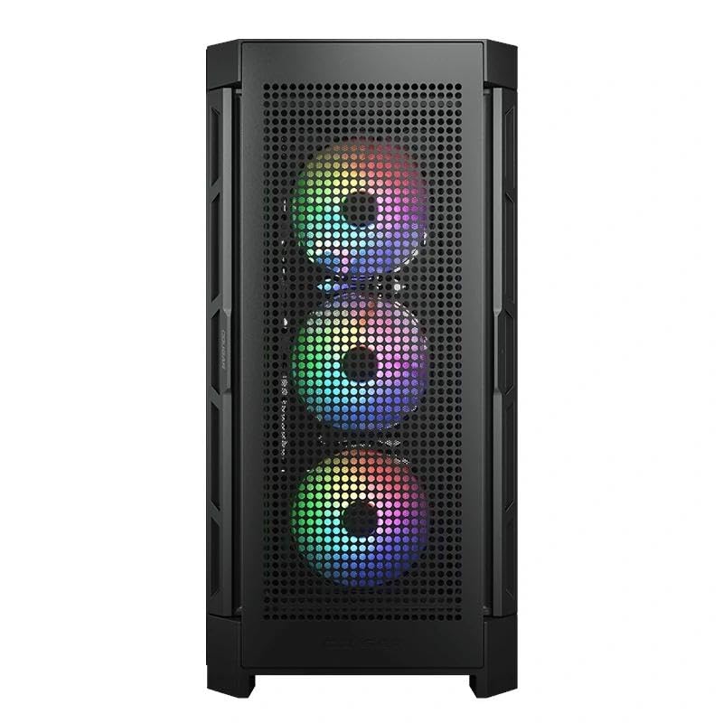 Caja semitorre RGB con Paneles de Vidrio Templado y ventilación optimizada, Ideal para Construir PCs Personalizadas y Mejorar el Flujo de Aire.