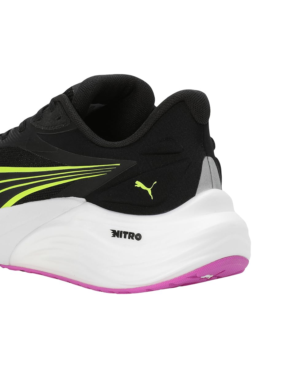 PUMA Electrify Nitro 4 WN, Zapatillas para Correr de Carretera Mujer, Black-Yellow Alert, 37.5 EU