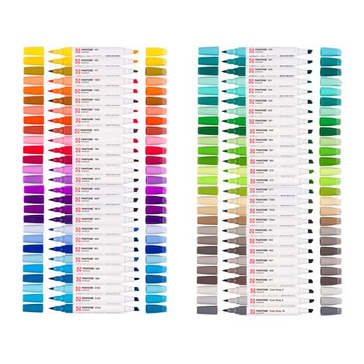 Talens | Pantone Marker Set de 54 Additional | Rotulador Doble Punta con Punta de Pincel y Cincel | Tinta Pigmentada a Base de Agua en Colores Pantone