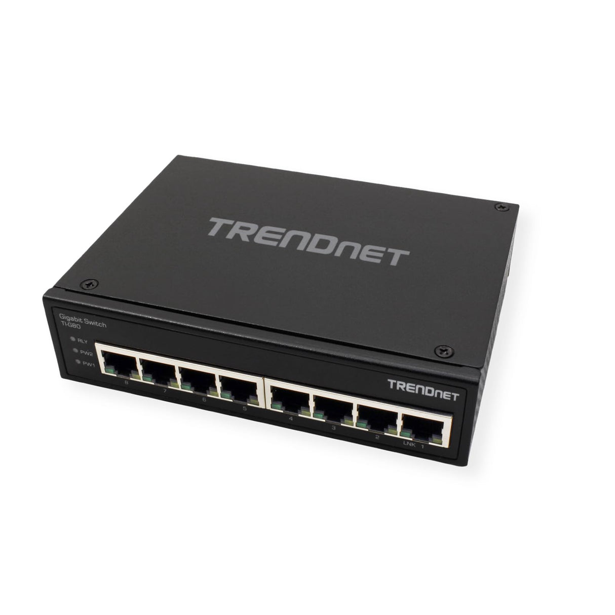 TRENDnet, TI-G80, Switch DIN-Rail Industrial Ethernet Gigabit de 8 Puertos, Divisor Ethernet de 16 Gbps, clasificación IP30, Negro