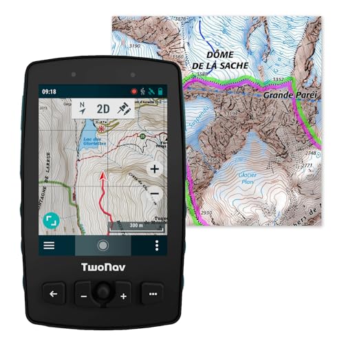 TwoNav Aventura 2 Plus + Mapa de Francia IGN Topo Completo, GPS de pie con Pantalla Ancha de 3,7 Pulgadas, Botones y Joystick para Alpinismo, Trekking o Senderismo. Color Turquesa
