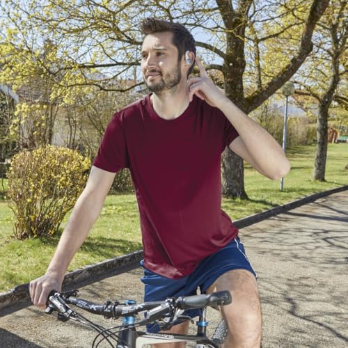 Hama | Auriculares Inalámbricos Bluetooth Deportivos (Auriculares Deportivos con hasta 7h de Música, IPX5, Micrófono Integrado) Blanco y Amarillo