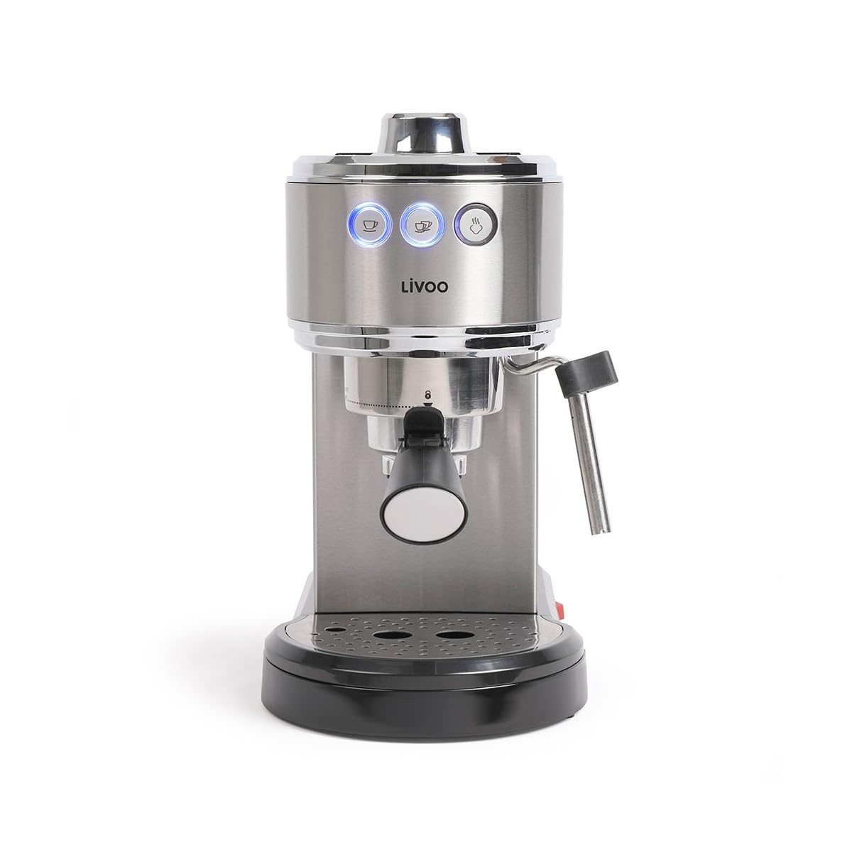 Livoo - Cafetera espresso DOD186-1350W, depósito 1L, 15 bares, compatible con cápsulas ESE, percolador café molido