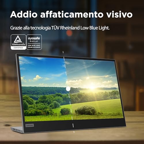Lenovo L15 Monitor Portátil, Pantalla 15.6" FullHD IPS, 1920x1080, 60Hz, 6ms, Entrada 2 x USB-C, Cable USB-C a USB-C, Ajustable en Inclinación, Gris