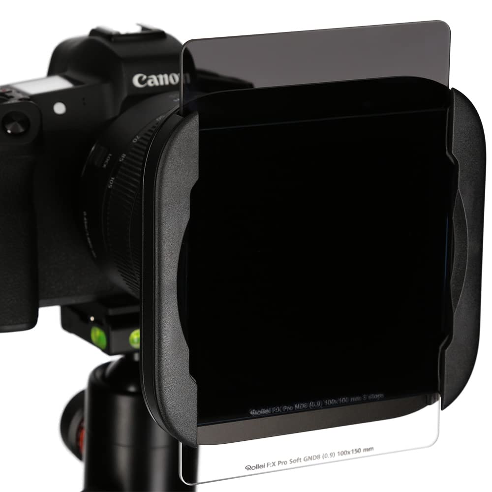 Rollei Juego de Soporte para filtros MK 3. Soporte Rectangular con Filtro CPL magnético de Cristal Gorlilla®, Anillos adaptadores de 52 a 82 mm y Bolsa de Filtro