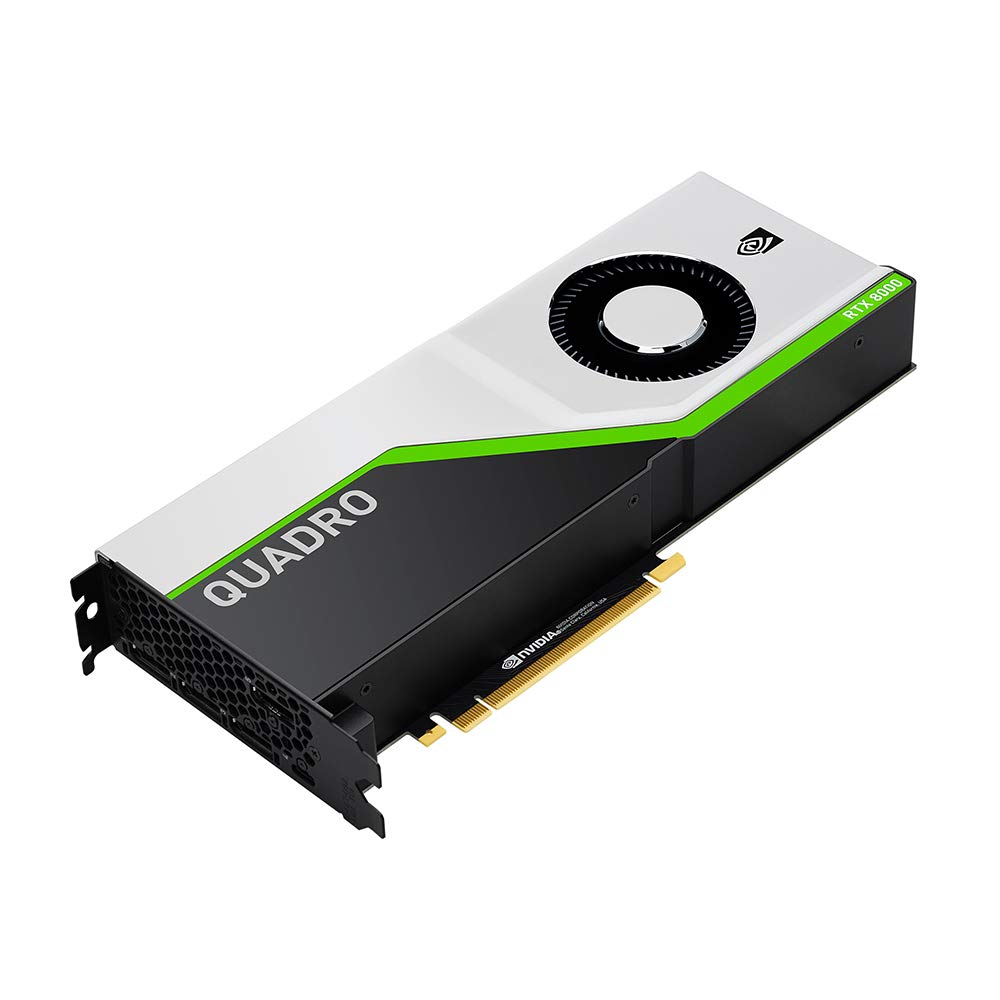 PNY VCQRTX8000-PB - Tarjeta gráfica (Quadro RTX 8000, 48 GB, GDDR6, 7680 x 4320 Pixeles, PCI Express x16 3.0, 1 Ventilador(es)) Negro, Verde, Plata