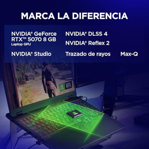 Lenovo Legion 5 Gen 10 – Ordenador Portátil Gaming IA 15.1" WQXGA OLED (Intel Core i7-13650HX, NVIDIA GeForce RTX 5070, 32 GB RAM, 1TB SSD, Wi-Fi 7, Sin Sistema Operativo) Teclado RGB Español - Negro