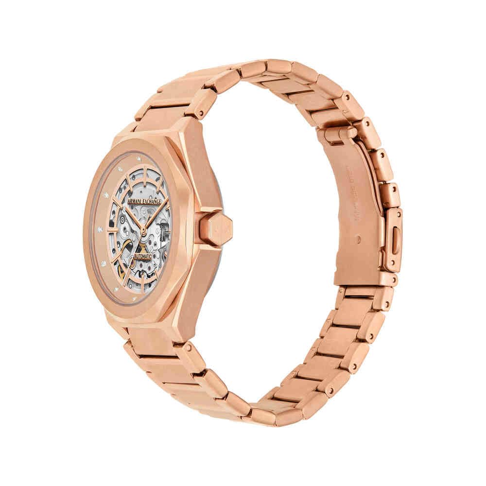 Armani Exchange Orologio da Donna, Movimento automatico a tre lancette e cassa da 36 mm con cinturino in Acciaio inossidabile, Tono Oro