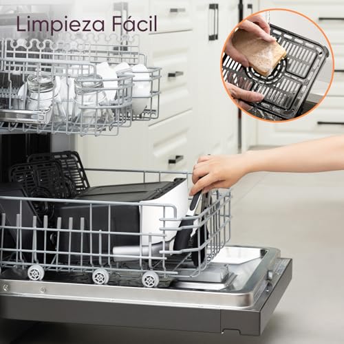 Cosori Freidora de Aire Grande-True Acero Inox-4 Resistencias Dual Blaze TwinFry 10 L-Flexible Doble Cesta Air Fryer 2800 W- Smart WIFI Control– 66 % Eficiencia Energética-6 en 1-Máx 10 Personas