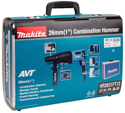 Makita HR2631FT13 – Martillo combinado para SDS-Plus de 26 mm, en maletín de aluminio