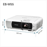 Proyector EB-W55 económico WXGA con lámpara, Wi-Fi Incorporado, 2 Puertos HDMI, tamaños de Imagen sobre Pantallas de hasta 320″ y luminosidad de 4000 lúmenes