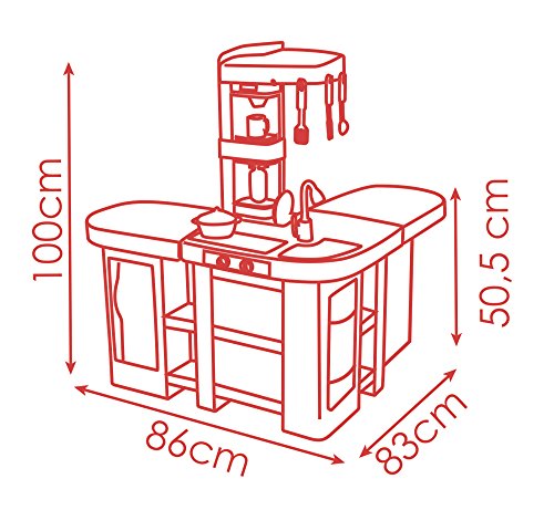 SMOBY- Kitchen Studio XXL Bubble con 38 accesorios, simula el efecto del agua hirviendo, refrigerador, horno, lavavajillas, dispensador de hielo, cafetera, 7600311025