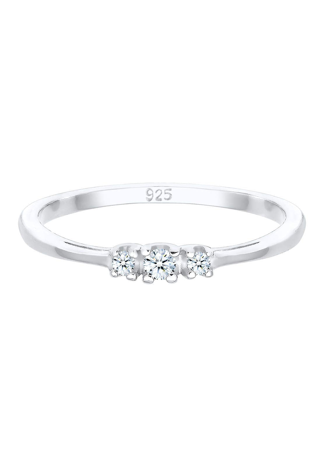 Elli PREMIUM Anillos Compromiso para Mujer con Diamantes (0,07 quilates) Confeccionado en Plata de Ley de 925.