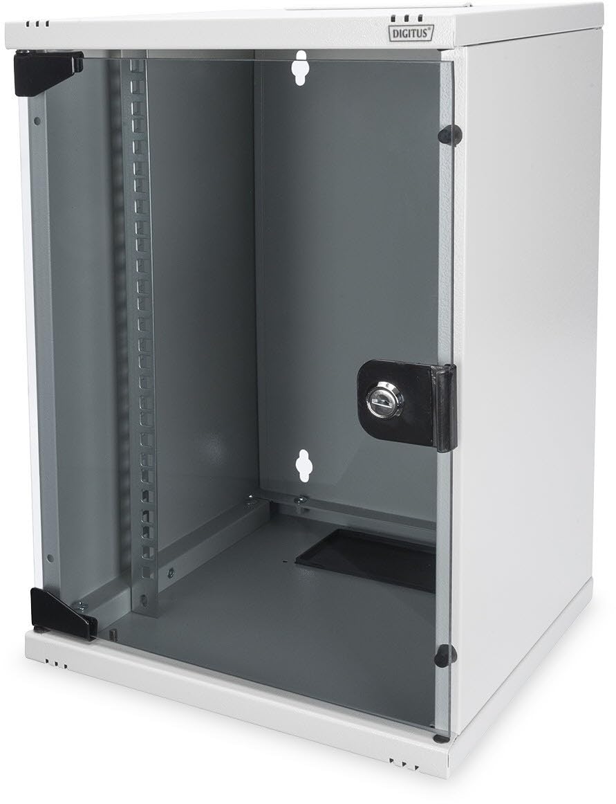 DIGITUS Juego de 10 Pulgadas - Armario de Red 6U Serie Soho Gris - Estante - regleta de enchufes - Panel de Conexiones de 8 Puertos - conmutador gigabit de 8 Puertos