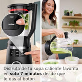 Bosch, batidora de vaso MMB6652B, VitaPower Serie 6, motor de 1800 vatios, velocidad del motor de hasta 45.000 rpm, 6 programas automáticos, jarra batidora Tritan, negro