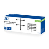 ACT Brazo de monitor 4 monitores para 32 pulgadas, VESA 75/100 mm, soporte de monitor cuádruple ajustable en altura para escritorio, inclinación de 180°, giro de 360°, rotación de 360°, peso máx. 8 kg