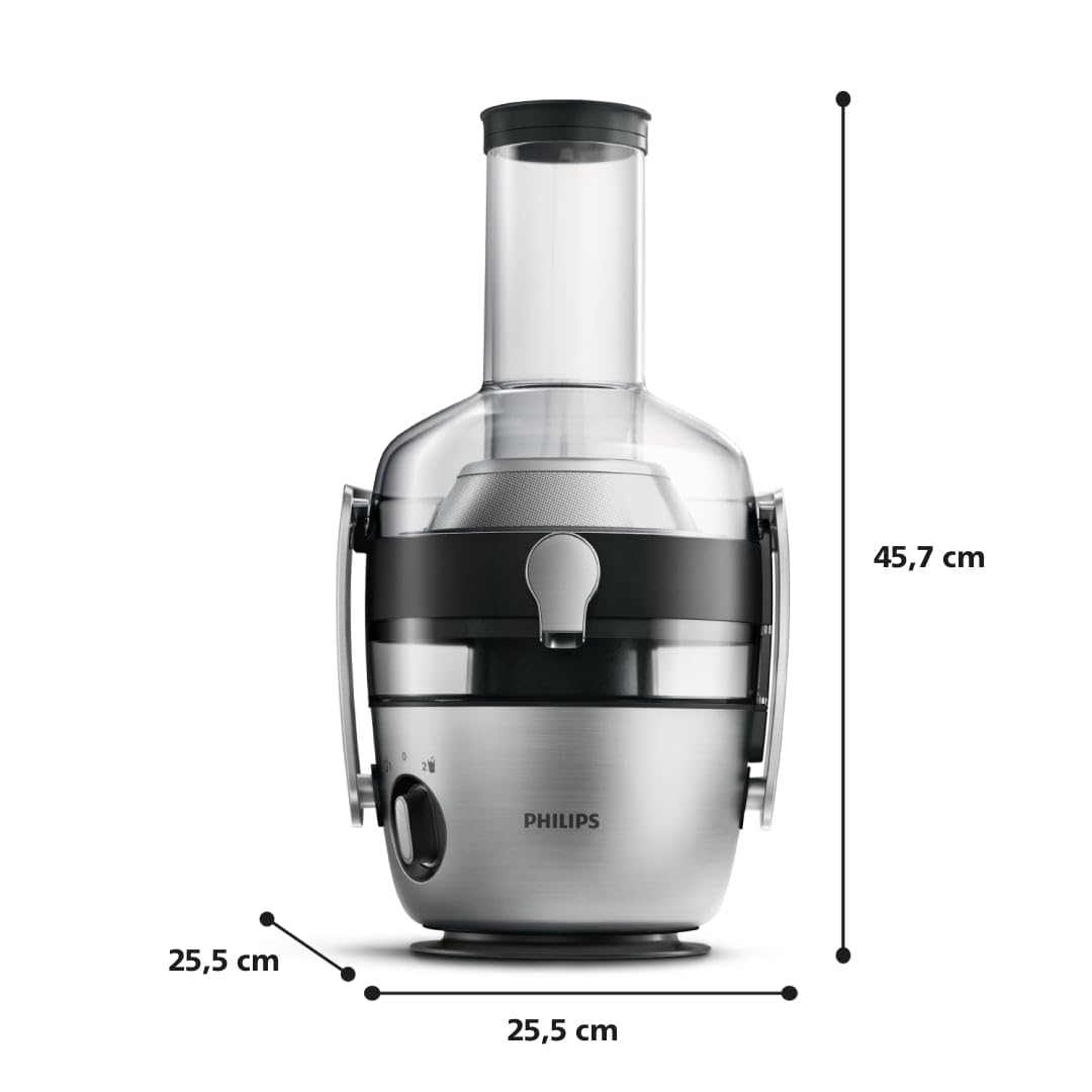 Philips Avance Collection Extractor de Zumo de Frutas y Verduras, Tecnología Fiberboost, Quickclean Plus Para una Limpieza Fácil, 1100 W, Plata, 2,1 l, Negro (HR1921/20)