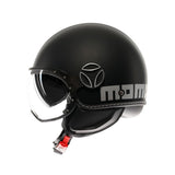 MOMODESIGN - FGTR EVO E2206, Casco Moto Jet con Doble Visera para Hombre y Mujer, para Hombres y Mujeres, Matt Black/Silver, M