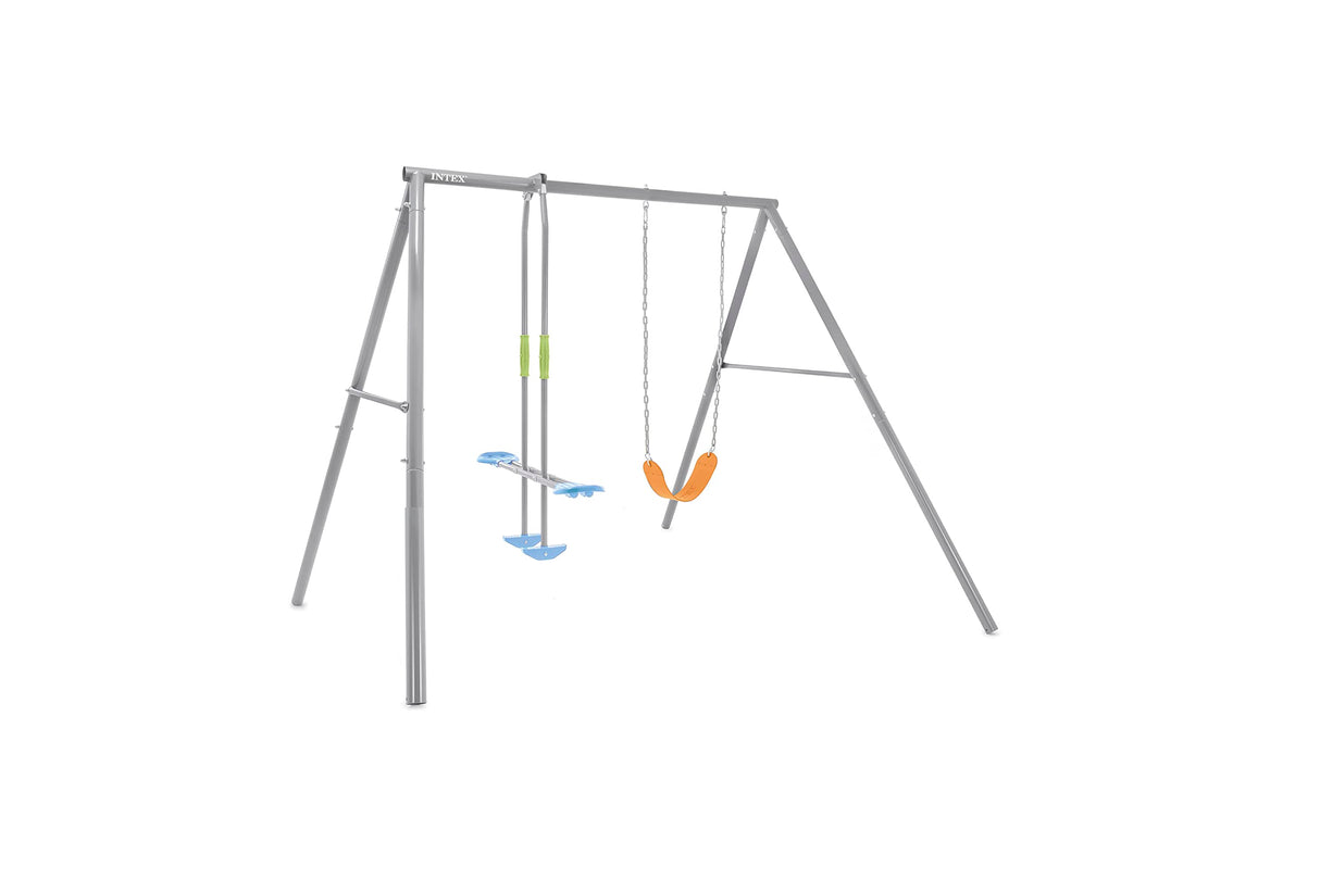 Intex 44122 Columpio de jardín para niños con Asiento y balancín, Acero, Gris, 249 x 249 x 203 cm