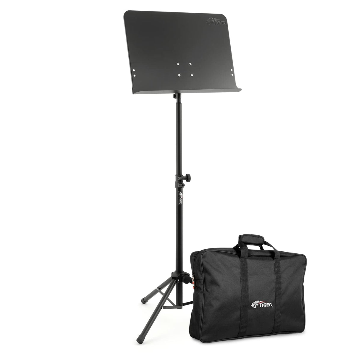 Tiger MUS14-BG Atril Telescópico Orquestal con Funda – Resistente y Ajustable para Músicos