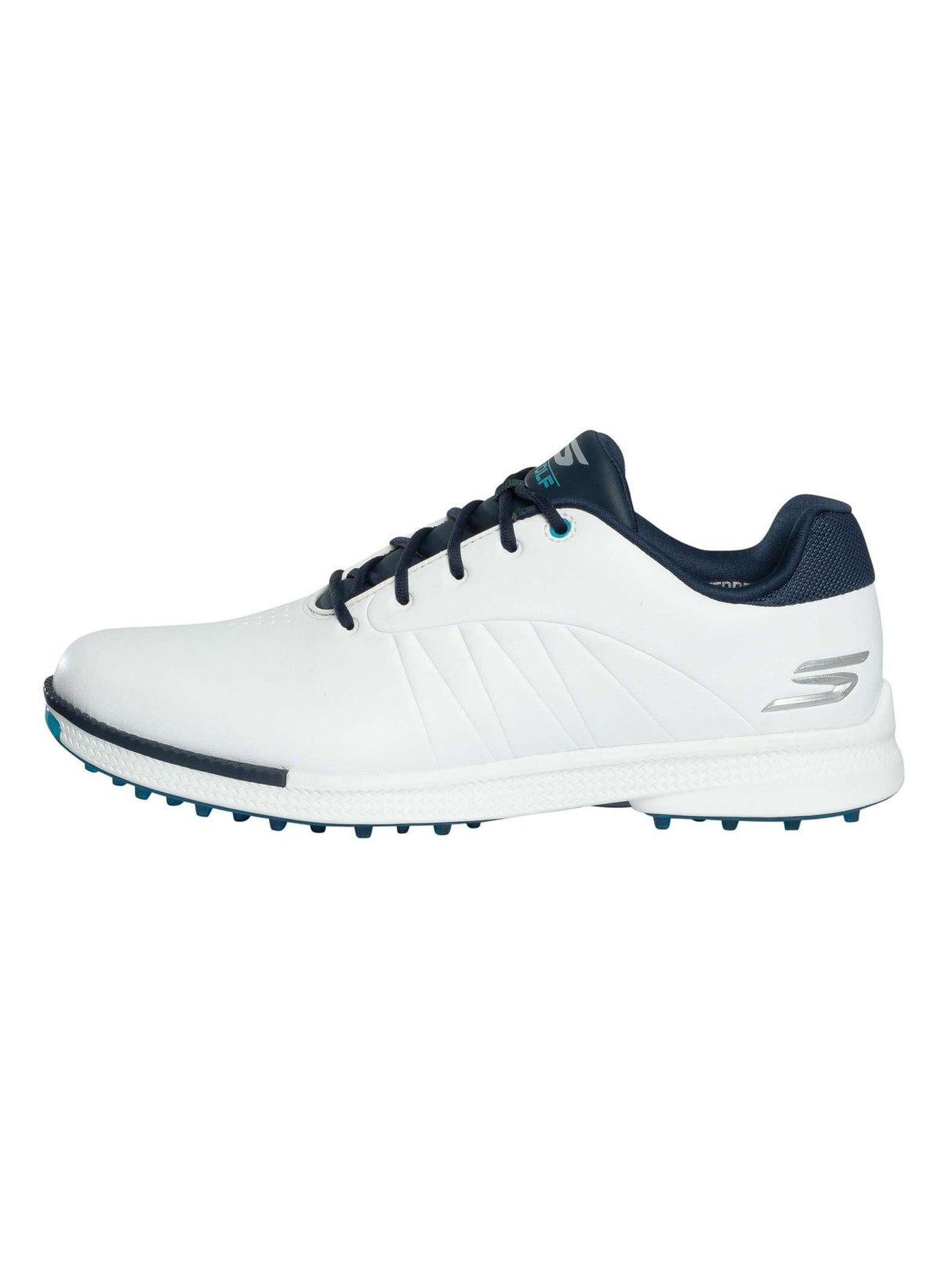 Skechers Hombre Entrenadores De Ritmo Go Golf, White/Navy/Blue, 43 EU