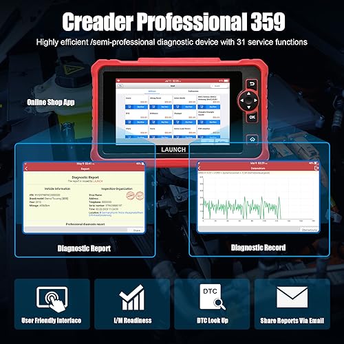 LAUNCH Escáner CRP359 OBDII para Todos los Sistemas, Lector de código OBD2 Completo, codificación ECU, Compatible con protocolo Can-FD DOIP, SGW para vehículos FCA, actualización WiFi 2 años de