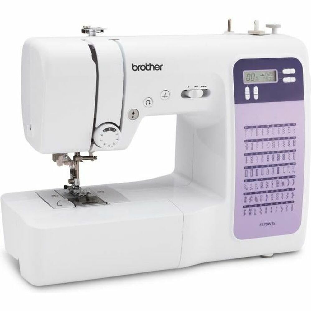 Brother FS70WTx Patchwork-Nähmaschine mit Máquina de Coser, Metal, Blanco, Morado, Full-size sewing machine + Anschiebetisch