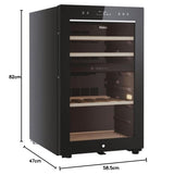 Haier Wine Bank 50 Series 7 HWS42GDAU1- Vinoteca de 42 botellas, Estantes de madera, Filtro Anti-UV, Filtro de carbón, Refrigeración por Compresor, Display Digital, Iluminación LED, Silenciosa 37 dbA