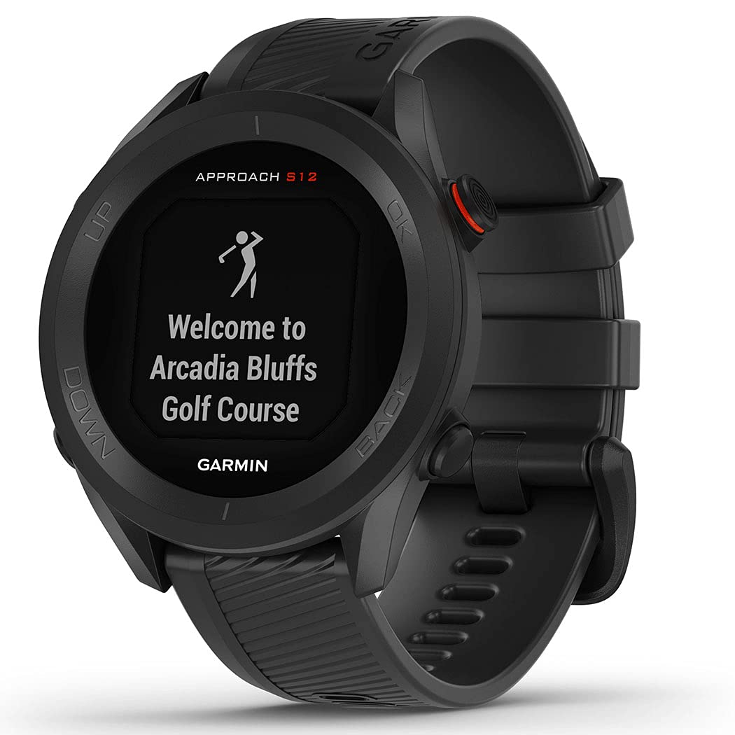 Garmin Approach S12, Reloj para Golf, campos mundiales preinstalados, Bluetooth y resistente al agua, Blanco