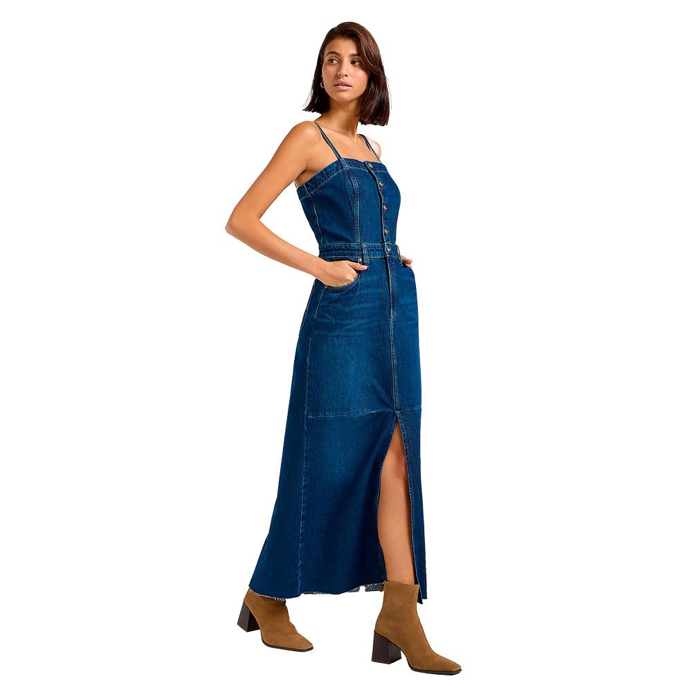 Lee Maxi Denim Dress Vestido Informal, Dark Fusion, XS Mujeres