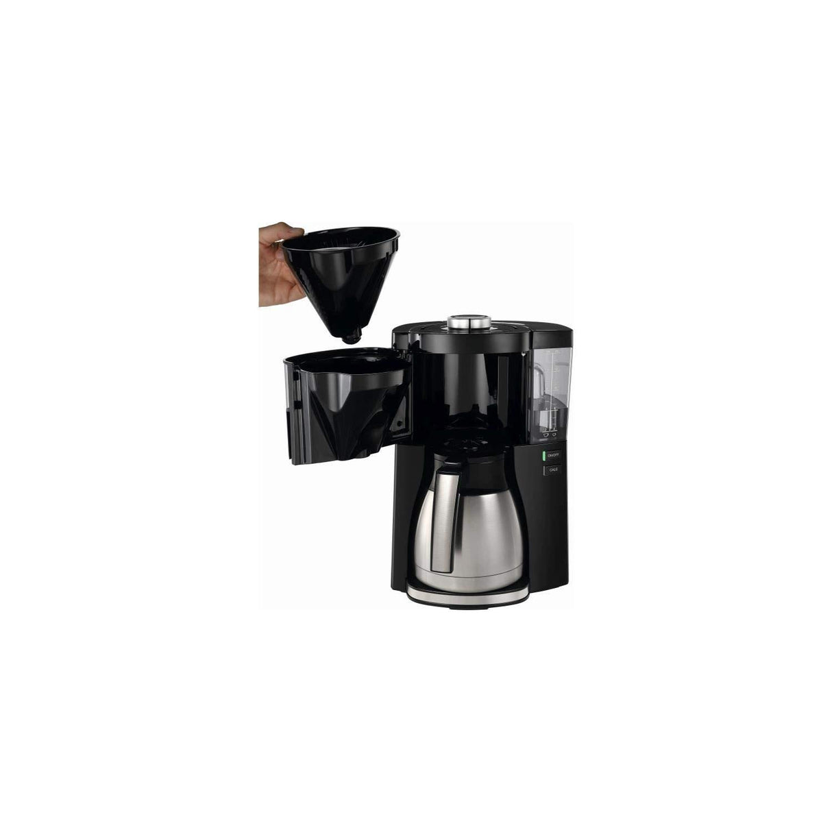 Melitta Look V Therm Perfection 1025-16 - Cafetera de goteo con jarra térmica y protección antical, cafetera de filtro con depósito extraíble, máquina de café para hasta 10 tazas, 1,25 L, negro