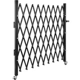 VEVOR Barrera de Seguridad Extensible Plegable Individual 1,7 x 1,26 m Valla de Escalera de Acero Enrollable 360° Puerta de Tijera o Puerta con candado, para el sótano del hogar, Garaje, Negro