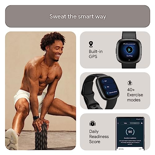 Fitbit Versa 4 Bundle (con Correa Deportiva) Reloj Inteligente de Fitness con GPS Integrado y hasta 6 días de duración de la batería, Compatible con Android e iOS.