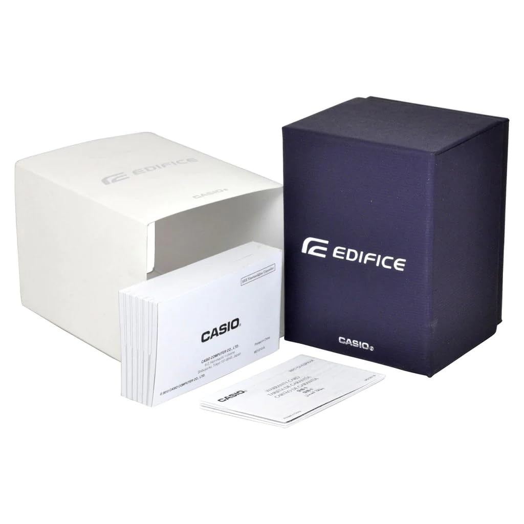 Casio Reloj Solar Hombre 55.60mm con dial Analógico Negro y Correa de Pulsera de Metal Plata EQB-2000DB-1AER