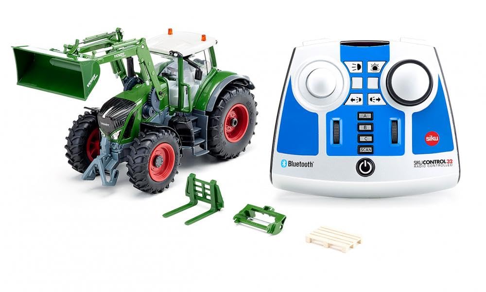 siku 6796, Tractor Fendt 933 Vario con cargador frontal, Verde, Metal/Plástico, 1:32, Teledirigido, Incl. mando a distancia bluetooth y accesorios, Control posible mediante app móvil