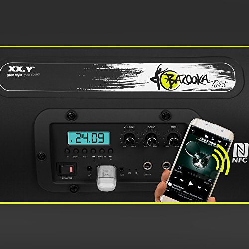 XX. Y P de 137j Altavoz Bluetooth Boom Box (NFC) con Radio FM Integrado, Entrada de batería/Audio para micrófono/Instrumento Musical/Reproductor MP3/Puerto USB Negro