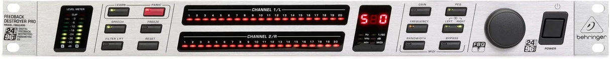 Behringer FBQ2496 Destructor De Retroalimentación rrápido Y Automático/Ecualizador Paramétrico Con 40 Filtros FBQ Y Rendimiento Del Audio De 96 Khz