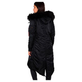 ALPHA INDUSTRIES Long Fishtail Chaqueta, Negro (Black-03), M para Mujer