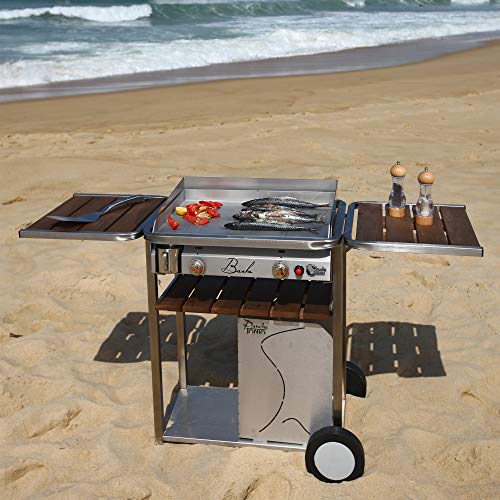 Plancha Tonio – Plancha Baila de 6 a 12 personas – Gas butano propano – Placa de cocción inoxidable – Caja de acero inoxidable – Encendido piezoeléctrico – Sistema de seguridad termopar