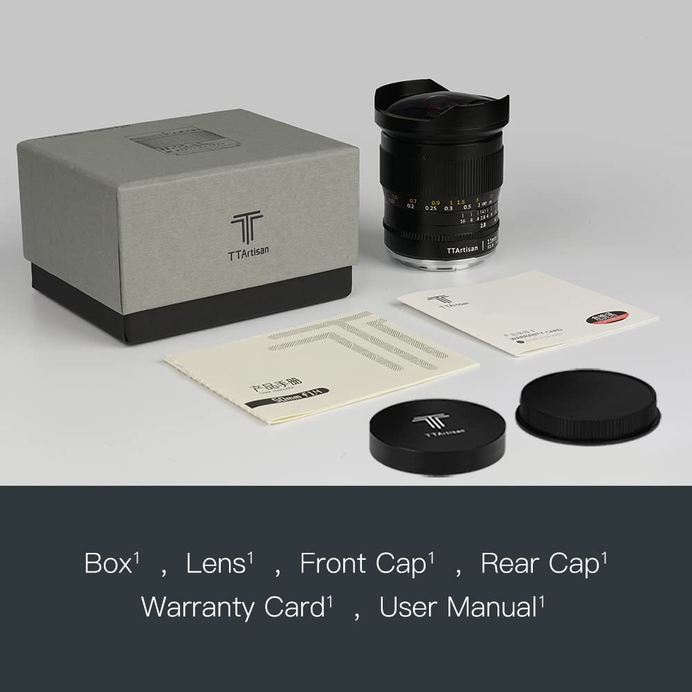 TT Artisan - Lente Ojo de pez de 11 mm f 2.8 conexión Sony E Mount Lente Ultra Gran Angular para Formato Completo en Carcasa de Aluminio, ángulo de Imagen de 180 Grados, 11 mm, F2.8, Negro