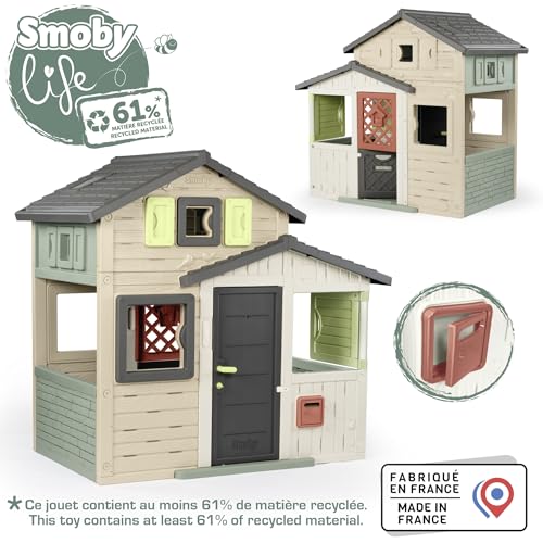 Smoby Life - Friends House EVO - Moderna y espaciosa - Puerta con Mirilla - Portón - Buzón Funcional - Material Reciclado - A Partir de 3 años - Fabricado en Francia