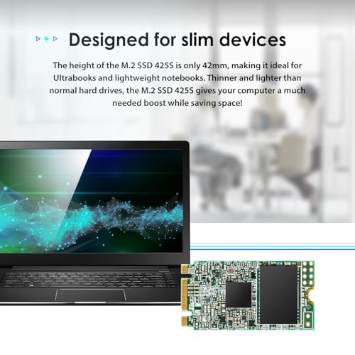 Transcend SSD 425S 2TB 42mm SATA III SSD Interno 3D NAND para Actualización de Portátil/Escritorio - TS2TMTS425S